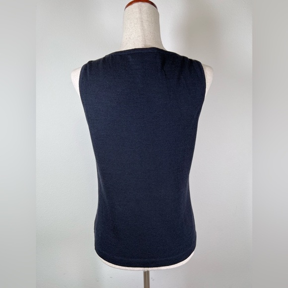 St John Collection Santana Knit Tank Top Size Small Wool Blend Black Basics Chic - Picture 3 of 16